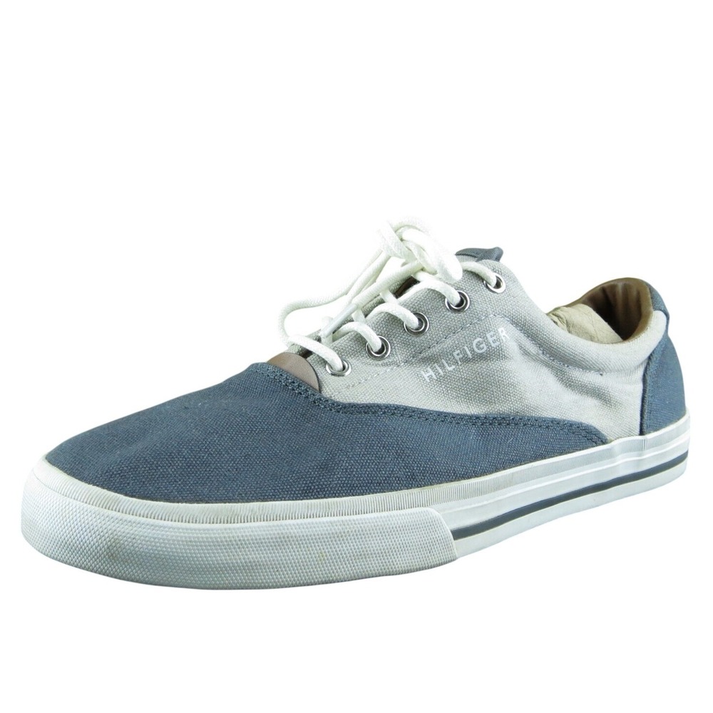 Tommy Hilfiger  Men Sneaker‎ Shoes Gray Textile Lace Up Size 9.5 Medium